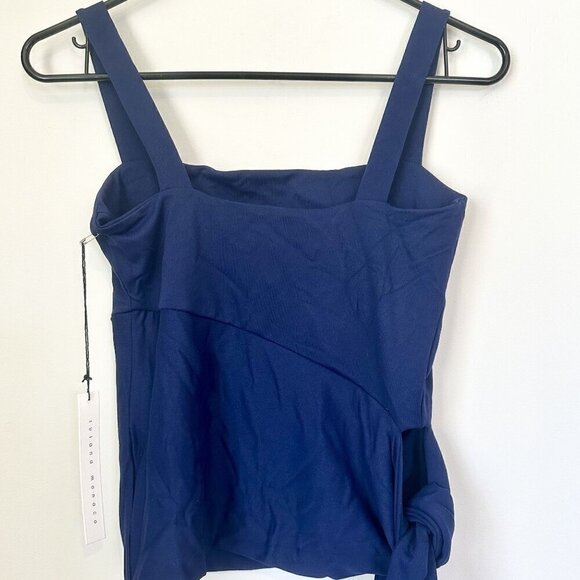 NWT Susana Monaco Navy Blue Wide Strap Tank Top with Side Tie - Small - Picture 6 of 7